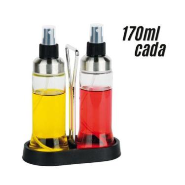 Imagem de Kit 2 Galheteiro Spray Borrifador Vidro com Suporte Inox - HAUSKRAFT