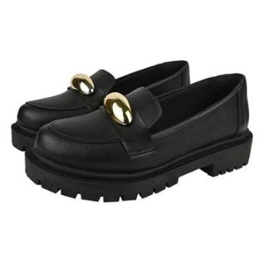 Imagem de Sapato Mocassim Feminino Tratorado CM Calçados Enfeite Grande Confort Macio Leve Alto-Feminino