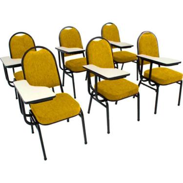 Imagem de Kit com 6 Cadeiras Universitária para Auditórios Linha Hotel Amarelo