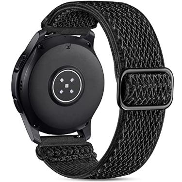 Imagem de Easuny Pulseiras de relógio de 22 mm compatíveis com Samsung Galaxy Watch 3 45 mm Band/Galaxy Watch 46 mm/Gear S3 Frontier, pulseira elástica ajustável de nylon tecido para homens e mulheres, preta