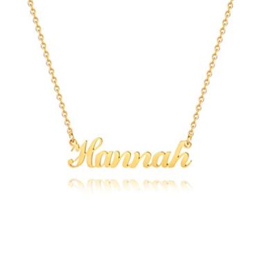 Imagem de Hidepoo Colar com nome personalizado – Colar com pingente de nome personalizado de aço inoxidável, corrente delicada com nome de letra, joias personalizadas, presentes para mulheres e meninas, Metal