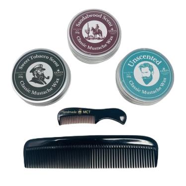 Imagem de Beard Wax Balm & Comb Set de Homens GBS - 2,1 oz Sweet Orange, Sandalwood Condicionado Balm & Barba, Bigode, Comb - multi Side Natural Wood Beard Comb + 3” Anti-Static viagem Bigode Comb