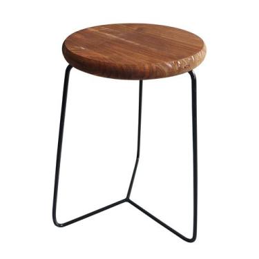 Imagem de Banqueta Banco Baixa Preta Rústica Ferro Bar Cozinha Itália - MM DECOR