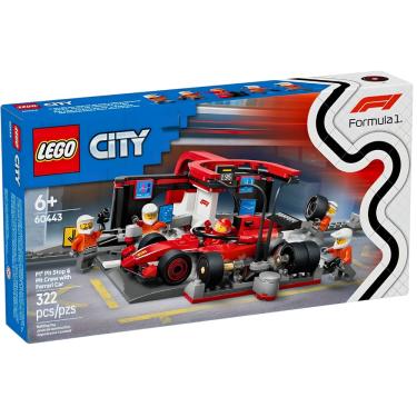 Imagem de Lego City Pit Stop e equipe da F1 com Carro Ferrari 60443
