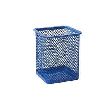 Imagem de Porta-lápis de caneta, porta-canetas, de malha, suporte de lápis de metal durável para mesa de escritório, organizador de canetas redondo, porta-pincéis, organizador de lápis, pote de copo (cor: azul