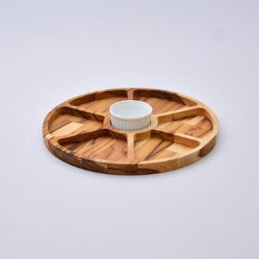 Imagem de Petisqueira Redonda em Madeira Teca com Molheira de Porcelana - Utilit