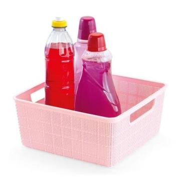 Imagem de Cesto Organizadore Multiuso Rattan Home Rosa 4,5 l - PLASNORTHON