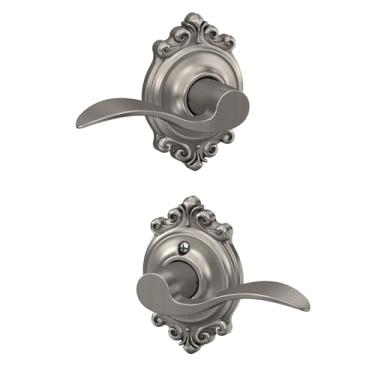 Imagem de Schlage Brookshire Coleção Acentuação de Alavanca de Passagem, Satin Nickel