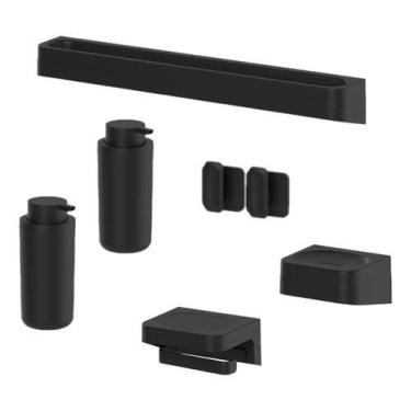 Imagem de Kit Banheiro Ou Preto 7 Peças Eleve: Pratico E Sofisticado