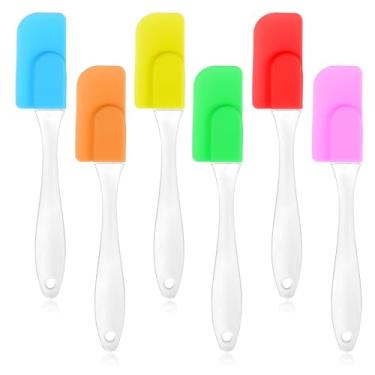 Imagem de Mini espátula de silicone de 6 peças, espátulas pequenas de borracha resistente ao calor, espátula raspadora de cozinha, espátulas pequenas perfeitas para assar cobertura, cozinhar, misturar