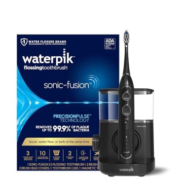 Imagem de Waterpik Escova de dentes elétrica profissional Sonic-Fusion 2.0 com combo de irrigador bucal de água em um, preta SF-04, a embalagem pode variar