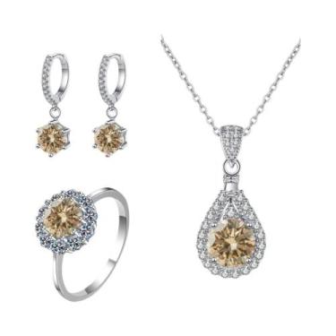 Imagem de Conjunto de Joias com Charme Moissanita - Prata Esterlina 925 - Anel, 