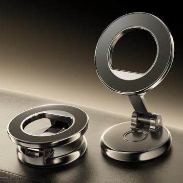 Imagem de VisionSync Suporte magnético de telefone para carro, suporte magnético giratório de 360° para carros, suporte de telefone de metal dobrável com ímãs fortes N52, para iPhone 16, 15, 14, 13, 12 e capa