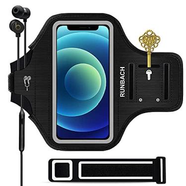 Imagem de Braçadeira para iPhone X, costas nadador à prova de suor para corrida, exercícios, academia, fitness, celular, bolsa esportiva com [toque de impressões digitais][suporte para chave][compartimento para cartão] para iPhone X, 5.2 inch, Preto