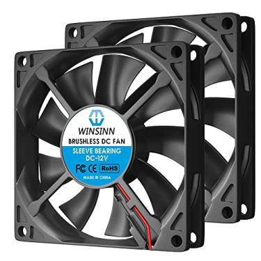 Imagem de Ventilador WINSINN 80 mm 12 V sem escovas 8015 80 x 15 mm para Cooling PC computador CPU conjunto de caixa receptor de roteador DVR PlayStation Xbox - 2 pinos - Alta velocidade (pacote com 2 peças)