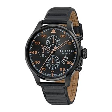 Imagem de Ted Baker Relógio masculino Fulmaar com pulseira de couro preto, Preto