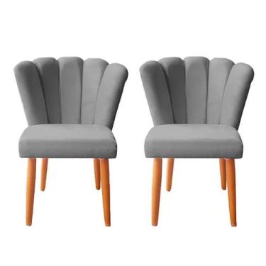 Imagem de Kit 2 Cadeiras De Jantar Estofadas Reforçada Decorativa Pétala Suede -