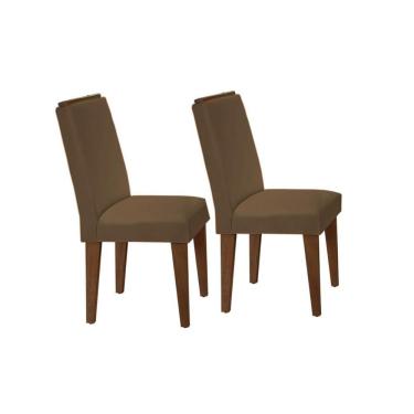 Imagem de Cadeira Sala De Jantar Lunara Madeira Kit 2 Un Capuccino/veludo Capuccino - Rufato