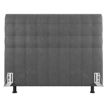 Imagem de Cabeceira Cama Box Casal King Size Dahlia 195Cm Com Frame Sintético Cinza - Abmaza