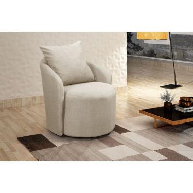 Imagem de Poltrona Decorativa Para Sala De Estar Redonda Califórnia Bege