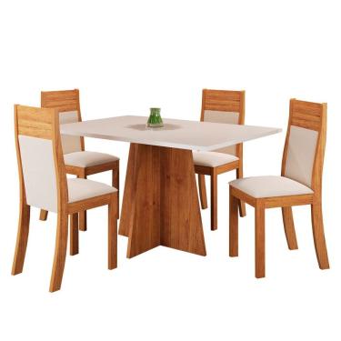 Imagem de Mesa De Jantar Retangular Viero Vivere Com 4 Cadeiras Roma Mel-blonde-bronze