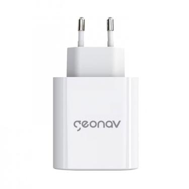 Imagem de Carregador De Tomada Geonav Turbo Duo 48W Com USB-A E USB-C Branco