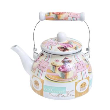 Imagem de Chaleira Esmaltada Em Ferro Com Tampa E Cabo Em Porcelana Charm 2,5l Cake