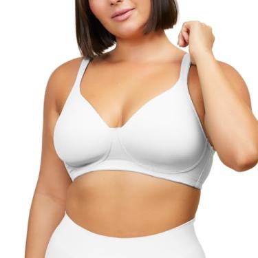Imagem de LEADING LADY Sutiã feminino plus size sem fio acolchoado, Branco brilhante, 54DD