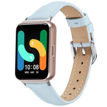 Imagem de Compatível com Samsung Galaxy Fit3 (SM-R390), pulseira de couro elegante, acessório para smartwatch Samsung Galaxy Fit 3 (SM-R390) (azul)
