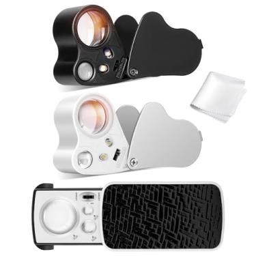 Imagem de VIVOSUN Pacote Com 3 Lupas Para Joias, Lupa De Olhos 30X/60X/90X Luzes Uv/Led, Dobráveis Pedras Preciosas, Relógios, Moedas E Selos