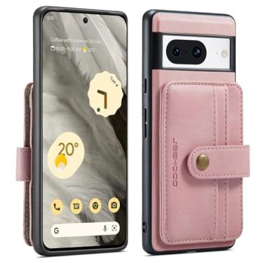 Imagem de Capa tipo carteira com porta-cartão para Google Pixel 8, capa de couro 2 em 1 destacável, capa à prova de choque com bloqueio de RFID e carregamento sem fio para Google Pixel 8(Pink)