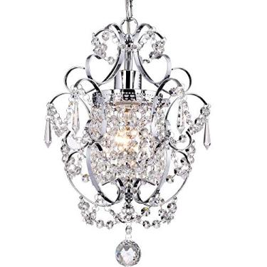 Imagem de PAPAYA Lustre De Cristal Cromado, 1 Luminária Moderna Teto Ferro, Mini Pendente Para Quarto Menina, Berçário