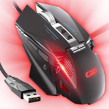 Imagem de Mouse para jogos C300, mouse para jogos com fio RGB de 12800 DPI com 6 modos retroiluminados e 7 botões macro programáveis, sistema de peso ajustável, cabo USB de 1,6 m, mouse gamer para laptop, PC
