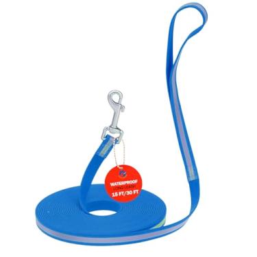 Imagem de DILLYBUD Coleira longa à prova d'água para cães para treinamento externo de 3,5 m - Coleira longa refletiva resistente para cães com alça para cães grandes e médios, recordação ao ar livre, caminhadas