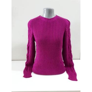 Imagem de Blusa feminina tricot inverno-1153 mimo malhas, Fuscia, G