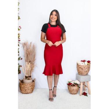 Imagem de Jardineira tubinho sereia moda evangélica luxo - Anaflor, Vermelho, P