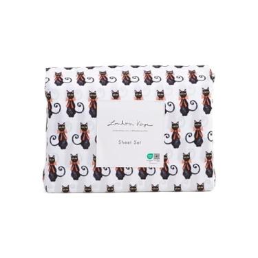 Imagem de London Kaye Jogo de lençol de Halloween (Gatos pretos com laços, solteiro)