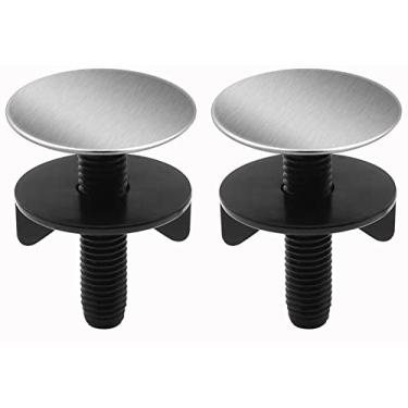 Imagem de Tampas para furos para pia de cozinha aço inoxidável escovado, tampa para orifício para torneira preta, 2 peças tampas para pia para furos superiores (3,5 a 4,6 cm de diâmetro) (haste roscada longa)