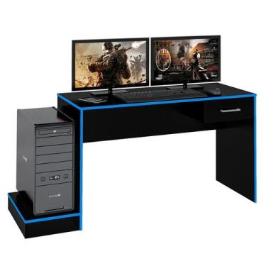 Imagem de Mesa Gamer Player One Preta e Azul - Artely