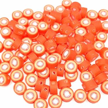 Imagem de MSCFTFB 200 peças de pingentes de frutas de 6 mm com furos, espaçador de argila de polímero, contas de fundo plano com fatias grossas para fazer bijuterias e acessórios de chaveiro, Plástico Resina