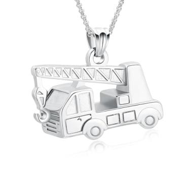 Imagem de AIWENXI Colares de urna de guindaste para cinzas, joias de cremação, urnas memoriais, colares com pingente, joia de aço inoxidável, veículo de engenharia, lembranças, medalhão, Aço inoxidável, Sem