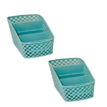 Imagem de Porta Treco Organizador Mesa Escritório Maquiagem Banheiro AZUL - Equi