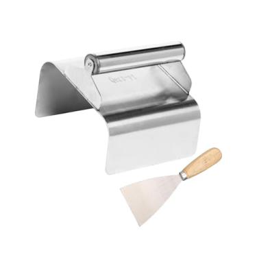 Imagem de Generic Desempenadeira de borda de jardim, ferramenta de borda de jardim, aplicação de massa de cimento para alvenaria, reboco versátil, desempenadeira de, Prata com Borda Chanfrada