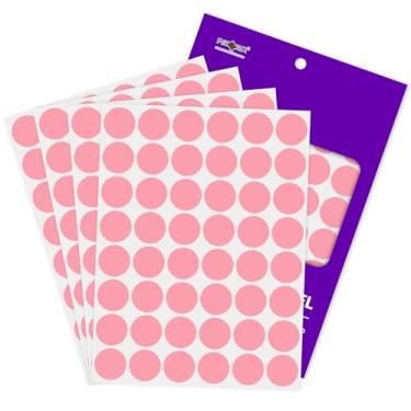 Imagem de PARLAIM Adesivo redondo de ponto rosa de 2,5 cm, 720 peças adesivas permanentes com código de cores para escritório, sala de aula, garagem