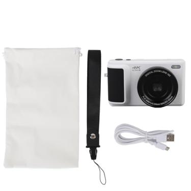 Imagem de Câmera digital 4K 64MP Câmera sem espelho com tela de 180 ° Flip 16x Zoom Auto Focus Anti Shake Built In Flash for Selfie fotografia gravação (Branco)
