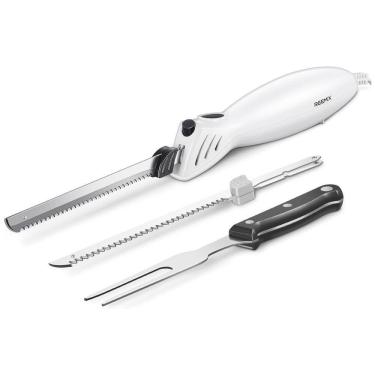 Imagem de Faca Elétrica Reemix Z3042 para Entalhar Carnes, Aves, Pães, Artesanato em Espuma e Mais, 2 Lâminas para Carnes e Pães, Garfo Incluso -