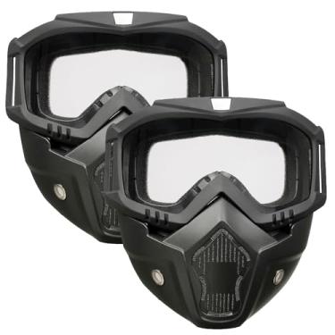 Imagem de OQUQO Pacote Com 2 Máscaras De Airsoft, Rosto Inteiro, Máscara Tática, Óculos De Proteção Para Capacete De Motocicleta Com Máscara Facial Removível Para Homens E Mulheres
