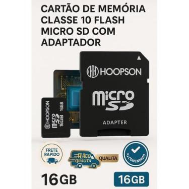 Imagem de Cartão de Memória Micro SD 16GB Classe 10 com Adaptador Velocidade Ráp
