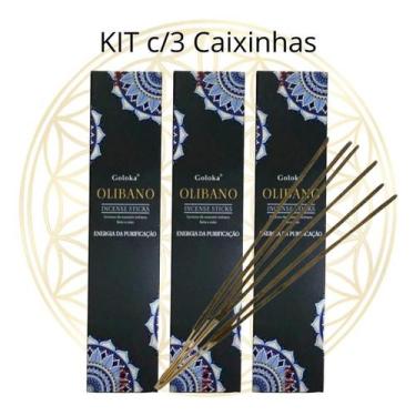 Imagem de KIT C/3 CX'S Incenso Goloka Indiano Vareta Linha BLACK, Olibano