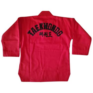 Imagem de Dobok Kimono Taekwondo - Brim Leve Vermelho - Ariran (A3 - até 1,80m)